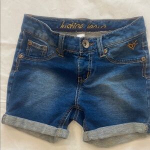 Justice Blue Jean Shorts with Rolled Cuff and Distressed Style